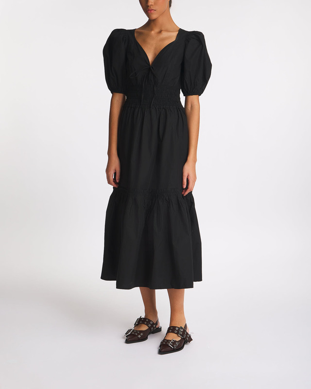 Ganni Dress Cotton Poplin Smock Black 34