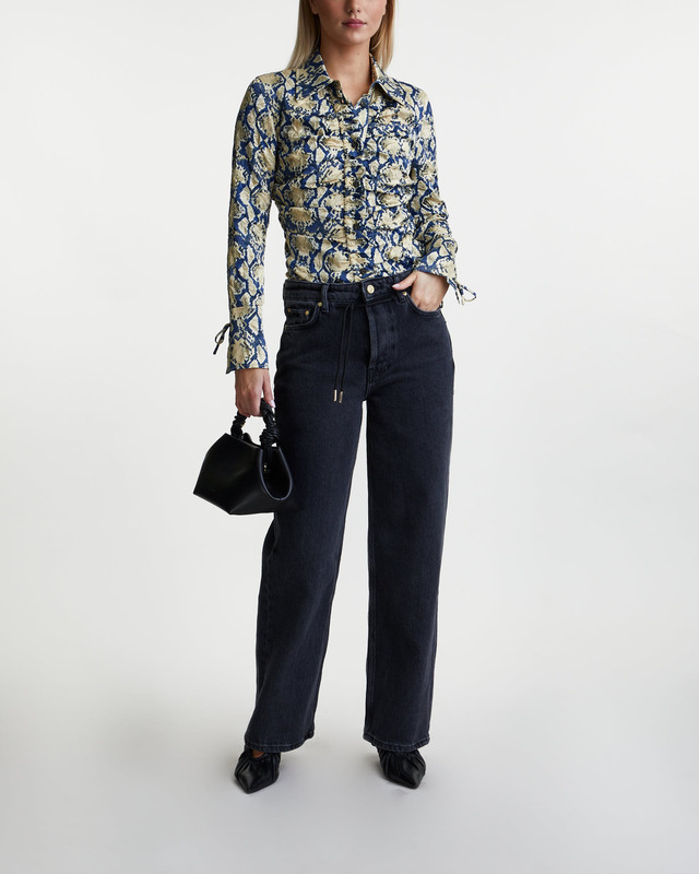 GANNI Skjorta Crinkled Satin Fitted Safari 34
