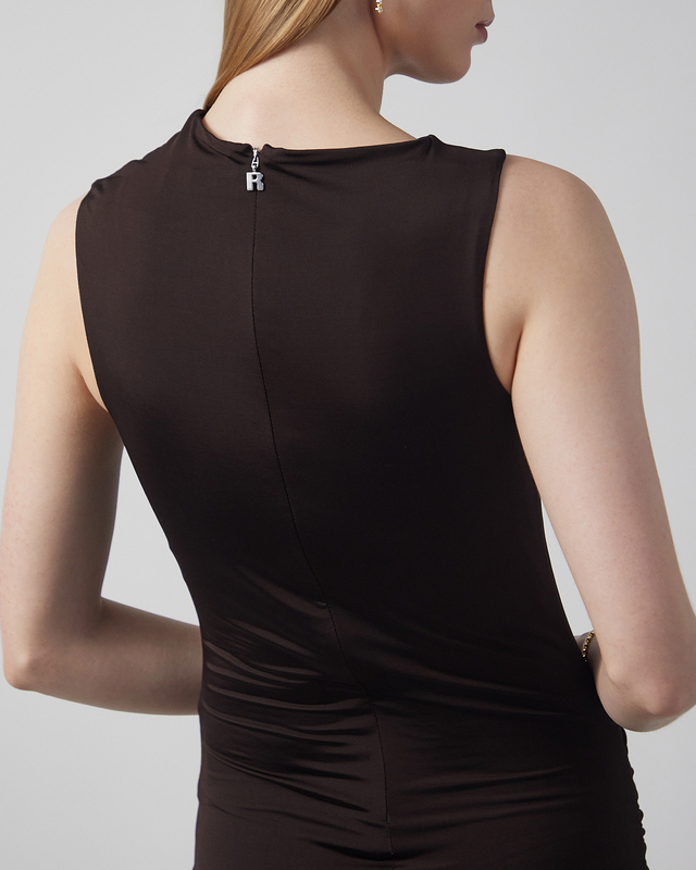 ROTATE Birger Christensen Dress Ruched Midi Beige/brun 36