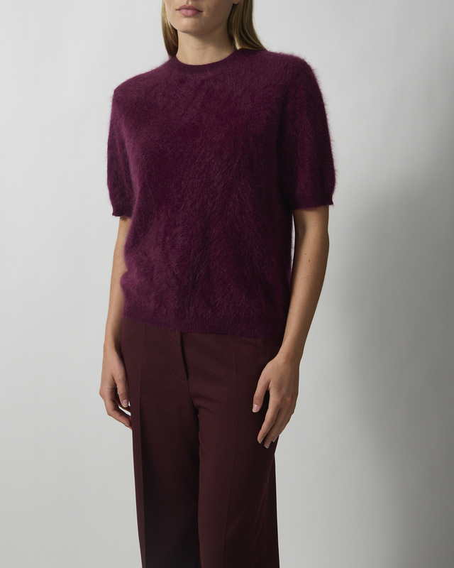 Soft Goat Tröja Brushed Short Sleeve Bordeaux L