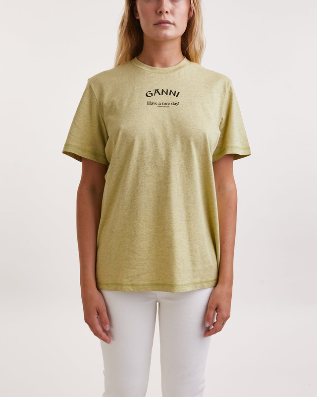 Ganni T-Shirt Thin Jersey Relaxed O-neck Grön L