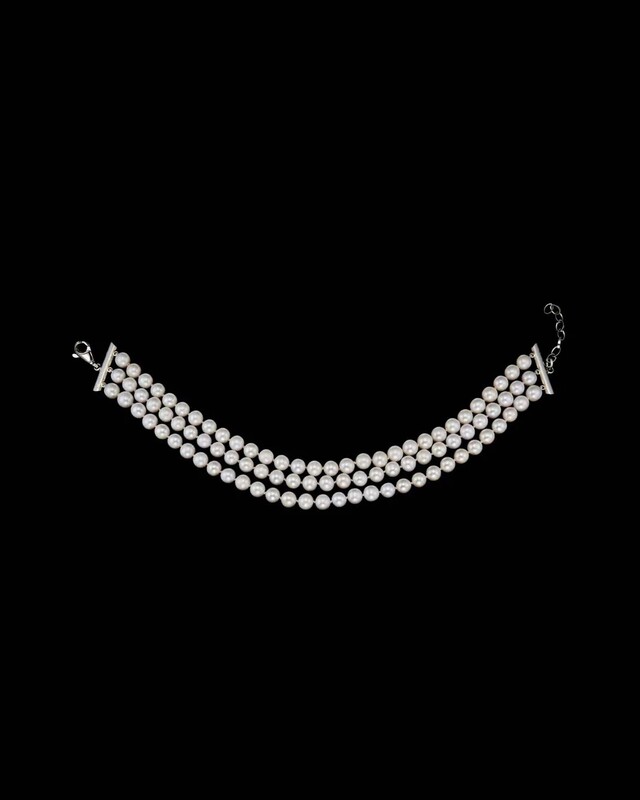 Maria Nilsdotter Necklace Pearl Choker 3 Strand Silver ONESIZE