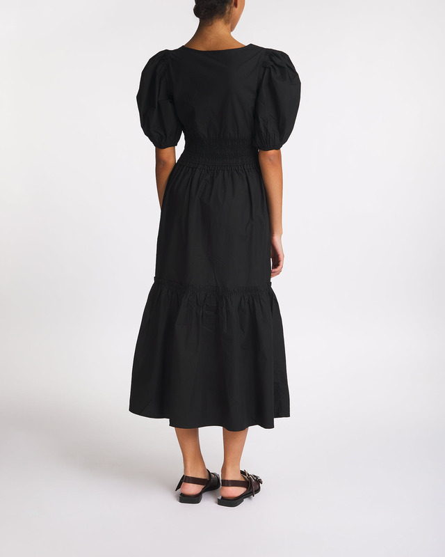 Ganni Dress Cotton Poplin Smock Black 34