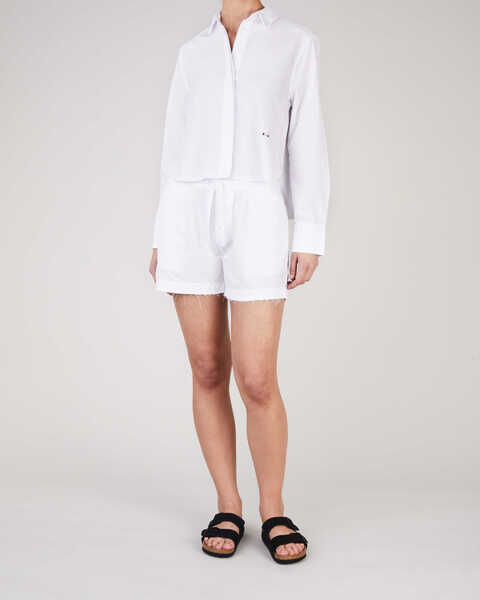 Skjorta Cropped Distressed Cotton Shirt Vit 2