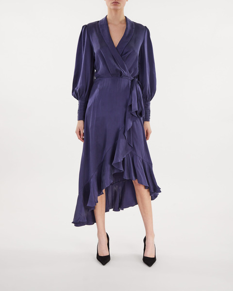 Dress Silk Wrap Midi Navy 2
