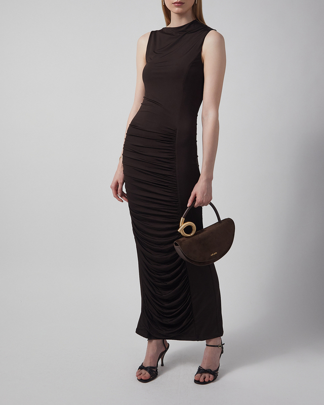 ROTATE Birger Christensen Dress Ruched Midi Beige/brun 36