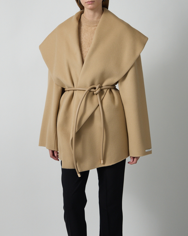 Sportmax Kort kåpe Pure Wool Double Fabric Camel IT 40 (EUR S-M)