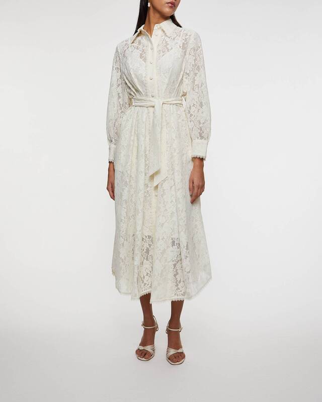 Zimmermann Klänning Dawning Tuck Midi Creme 1 (S-M)