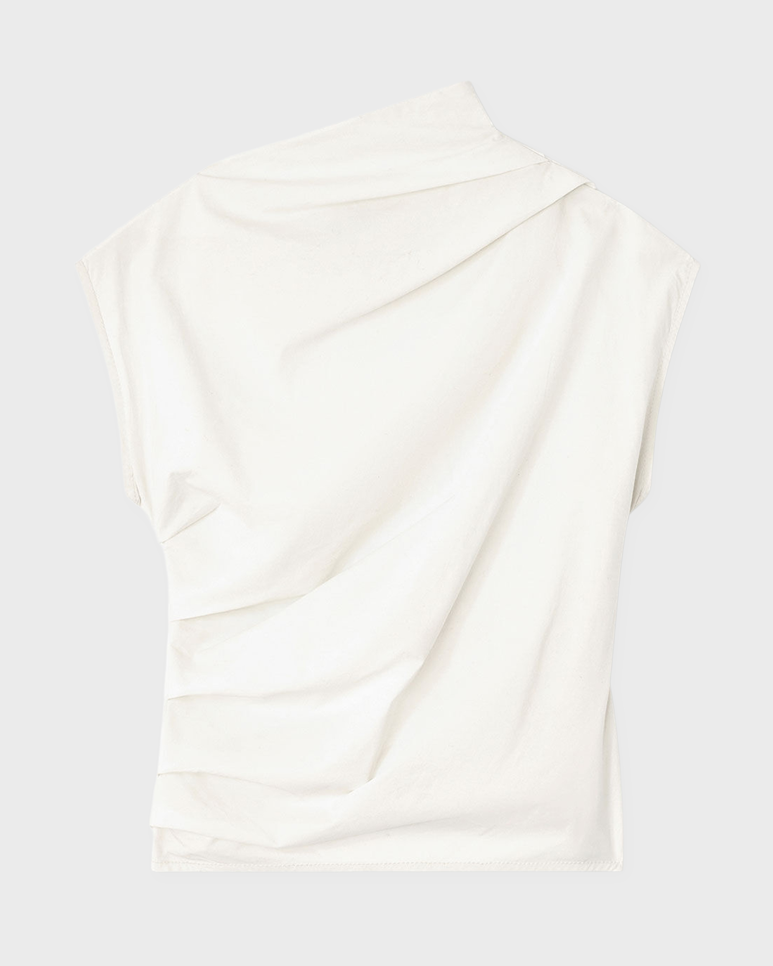 Ganni Women's Egret Top Stretch Cotton Ruched 38
