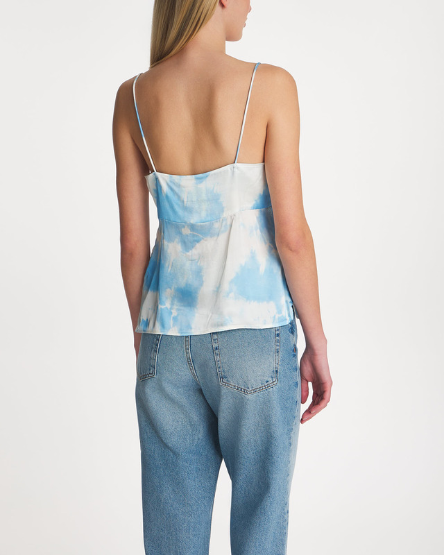 Ganni Top Printed Satin Slip  Blue 42