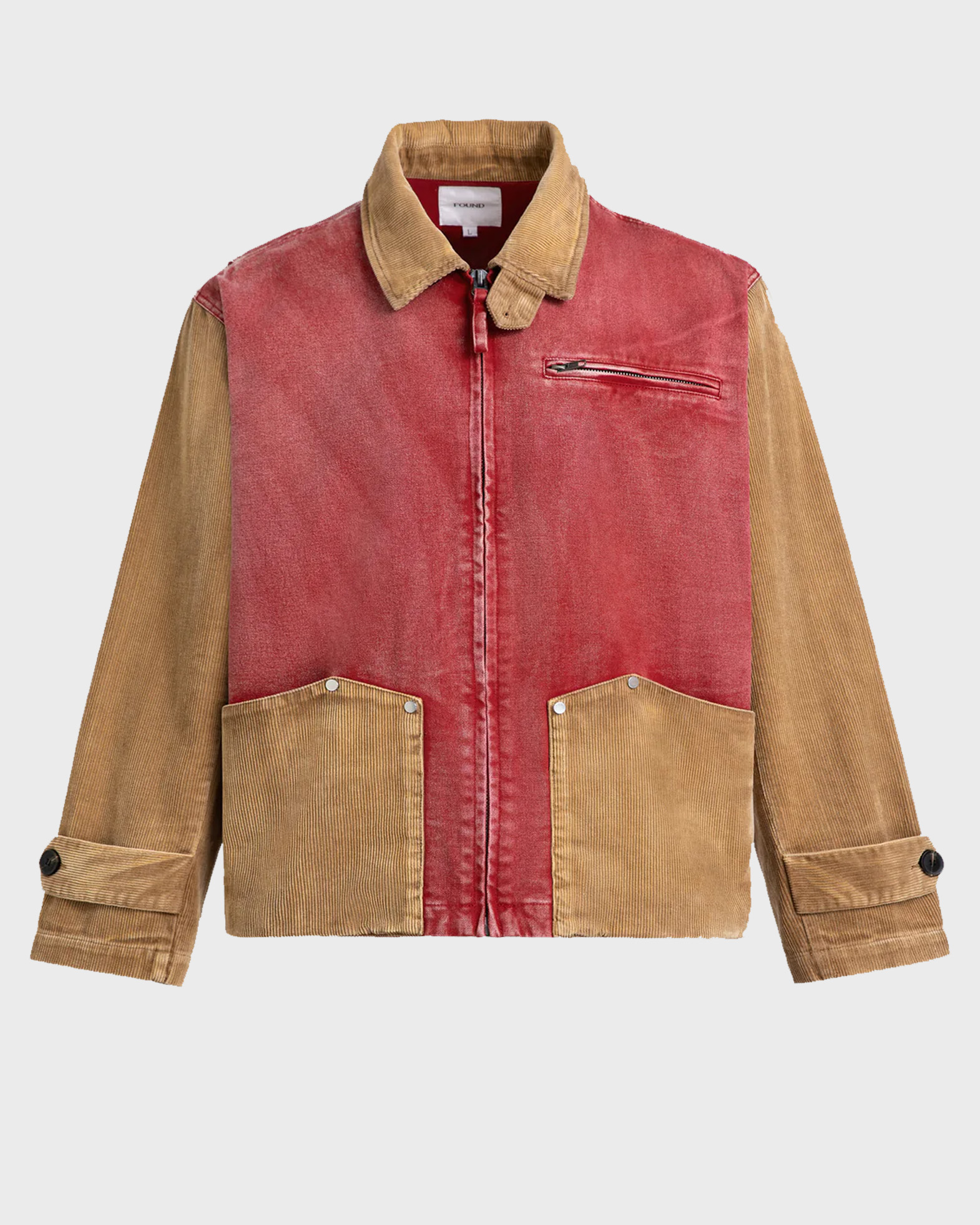 Found Women's Red,Brown Canvas Corduroy Field Jacket Röd/Brun Red/Brown S