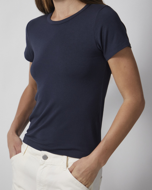 Wakakuu Icons T-Shirt Baby Tee Modal Navy L