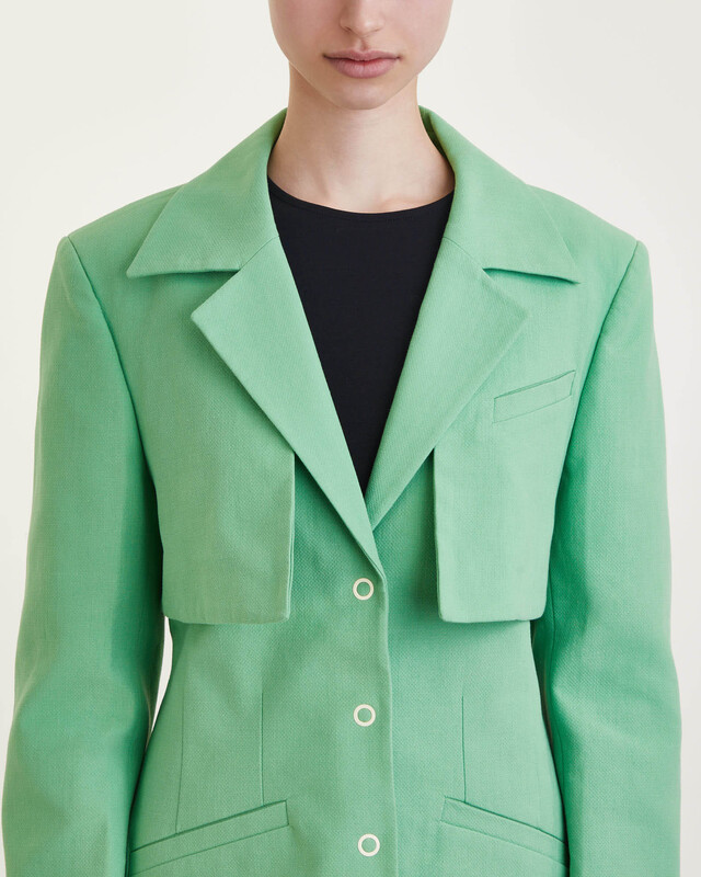 Ganni Blazer Cotton Suiting Mintgrön 38