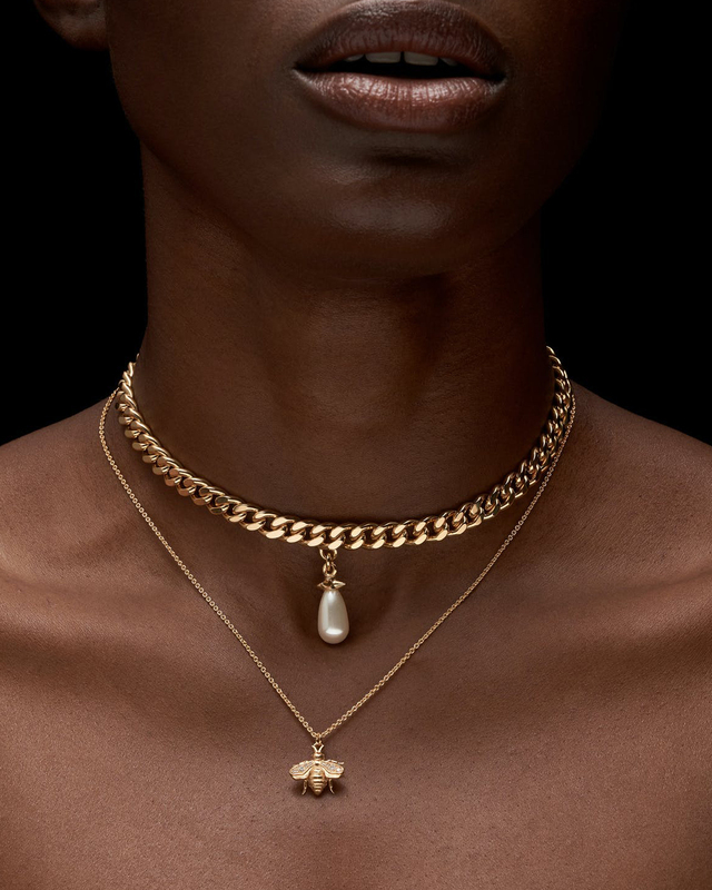 Maria Nilsdotter Necklace  Chunky Chain Drop Pearl  Guld ONESIZE