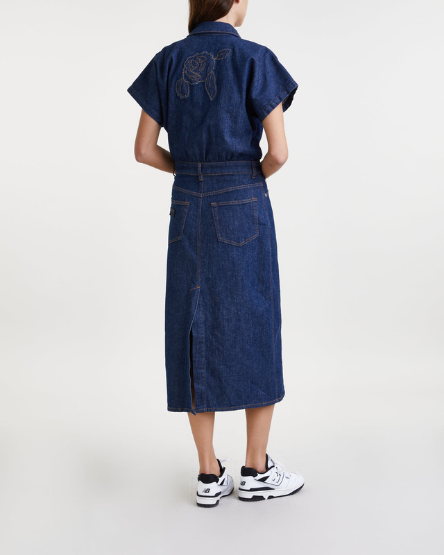 Ganni Dress Rinse Stitch Denim Midi Mörkblå 38