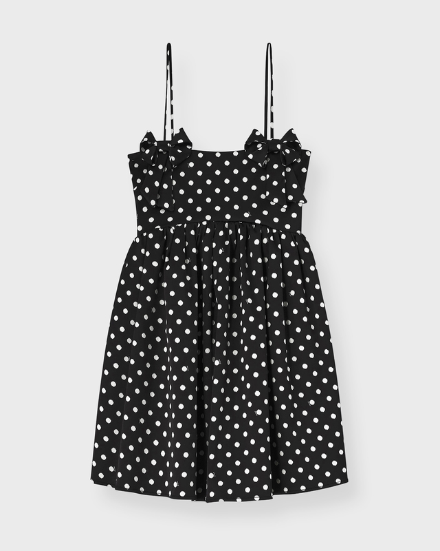 Ganni Dress Mini Printed Satin Strap Black 38
