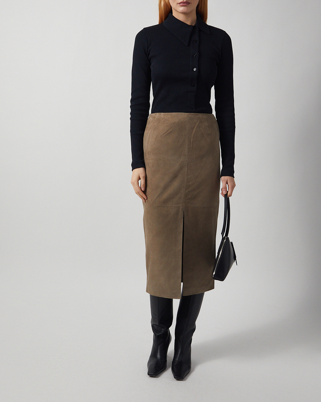 ROTATE Birger Christensen Skirt Suede Midi Pencil Beige 36