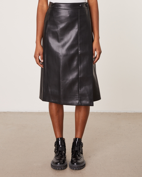 Skirt Faux Leather Wrap  Svart 1