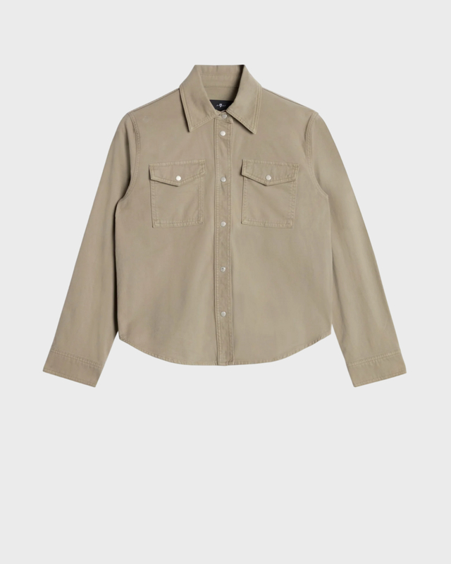 7 For All Mankind Skjorte Classic Comfort Twill Military Khaki L