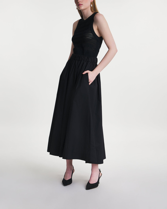 Dagmar Skirt A-Lined Midi Cotton Black 34