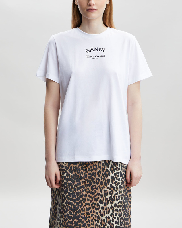 Ganni T-Shirt Thin Jersey Relaxed O-neck Vit M