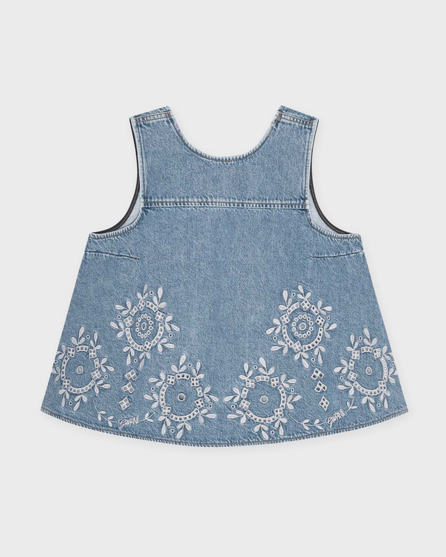 Ganni Top Broderie Anglaise Denim Ljusblå 40