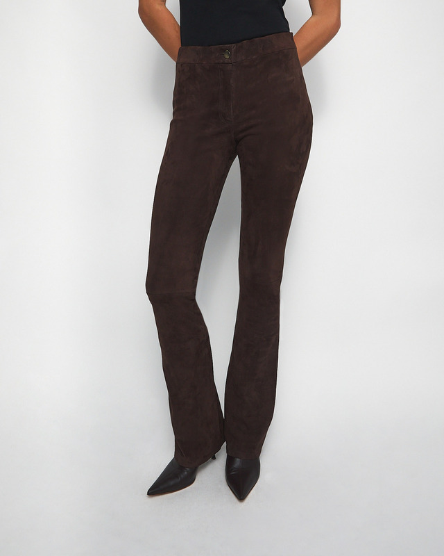 Wakakuu Icons Byxor Izzy Stretch Leather Suede Brun 38