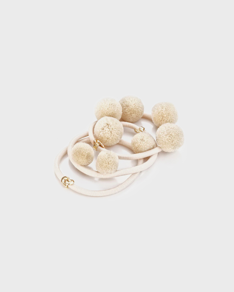 Hair Tie Pom Pom Ibiza 3-pack Creme ONESIZE 1