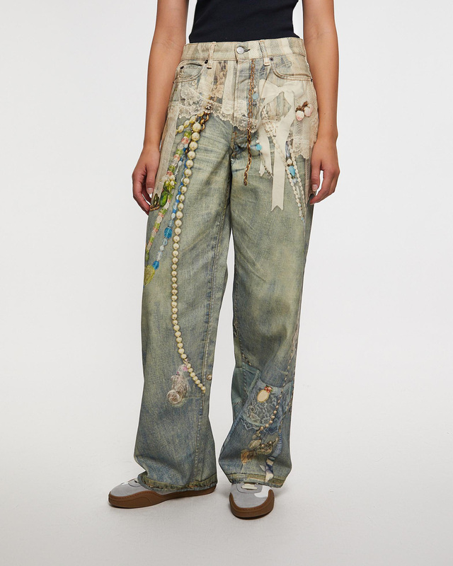 Acne Studios Jeans 1981 Loose Fit Vit/grön XXXS