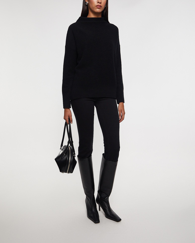 Vince Cashmere Sweater  Boiled Funnel Nk Pullover Black S