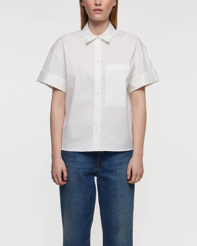 Theory Skjorta Cotton Wide Short Sleeve  Vit L