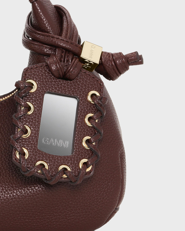 Ganni Bag Hobo Mini Grained Brun ONESIZE