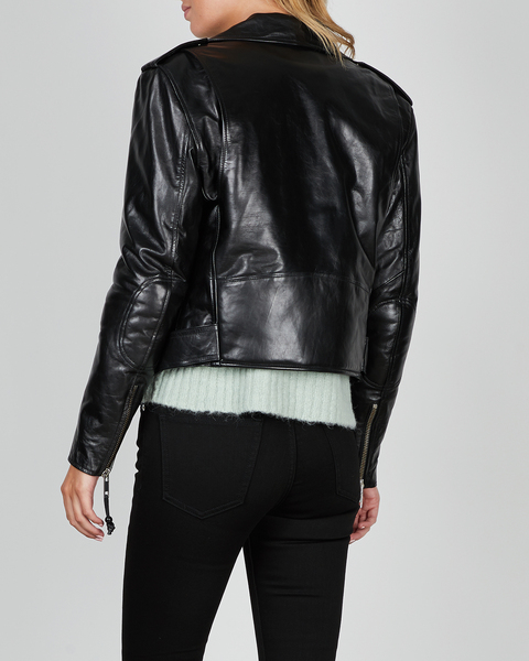blk denim leather jacket