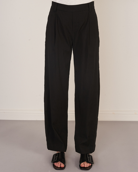 Trousers Pleat Front Pull On Svart 1