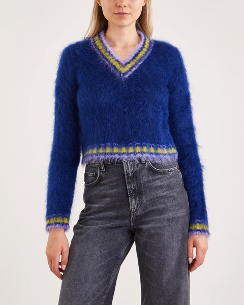 Sweater V-Neck Mohair Blå 1