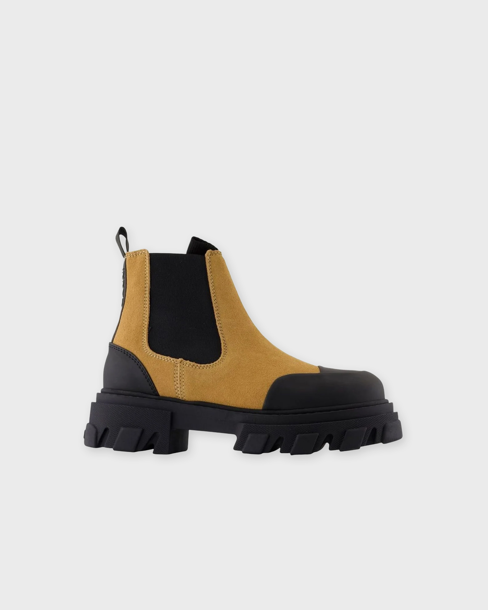 Ganni Women's Cognac Boots Cleated Low Chelsea Suede Eur 36