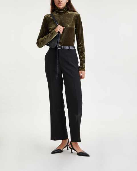 Topp Stretch Velvet Turtleneck Militärgrön 2