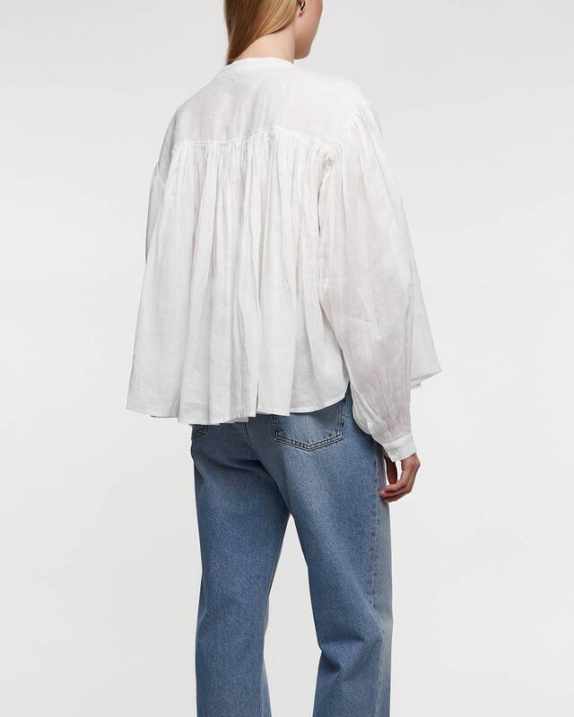 RÓHE Topp Pleated Ramie White 34