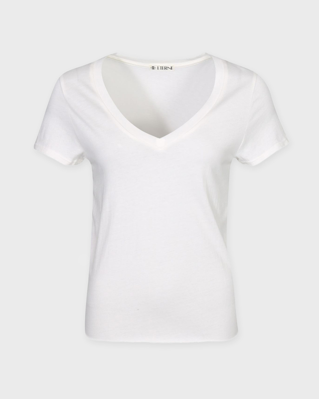 Éterne Topp V-Neck T-Shirt Ivory S