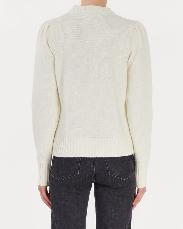 Ganni Sweater Graphic Puff Shoulder Vit XS