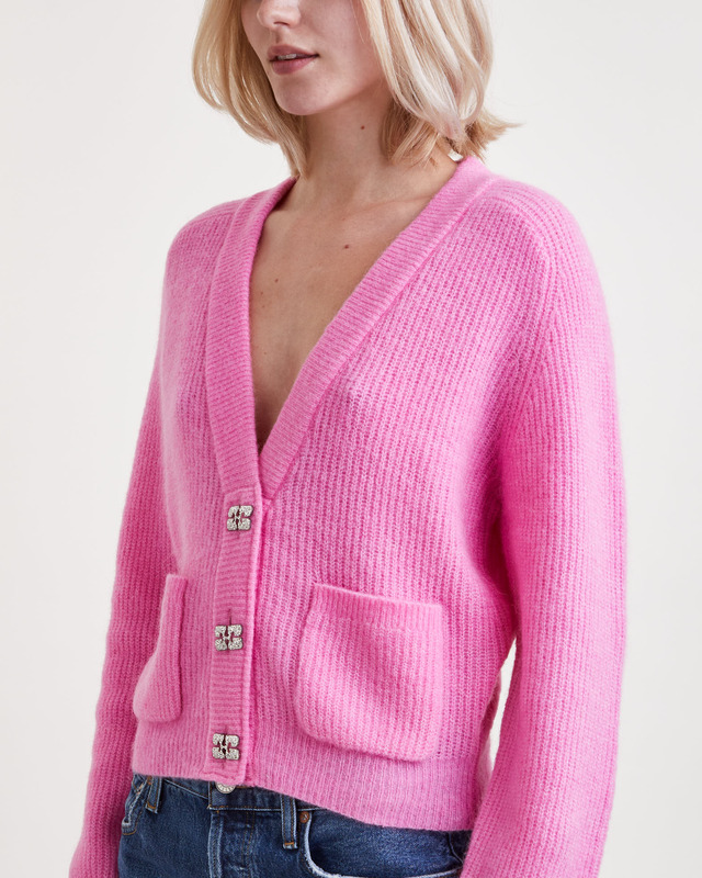 Ganni Cardigan Soft Wool Solid  Rosa S