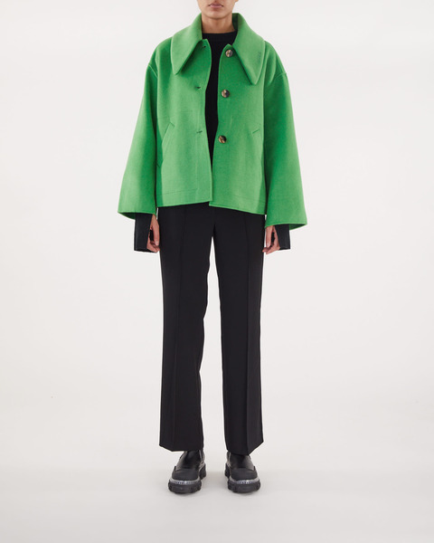 Wool Wide Collar Jacket Green 2