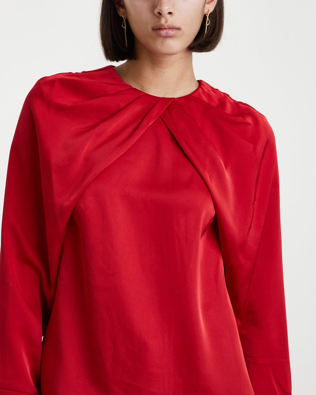 By Malina Blouse Evie Pleated Red M