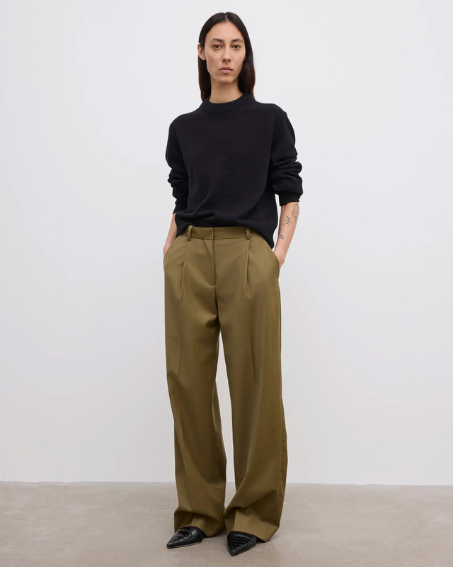 Dagmar Byxor Relaxed Wool Olive 38