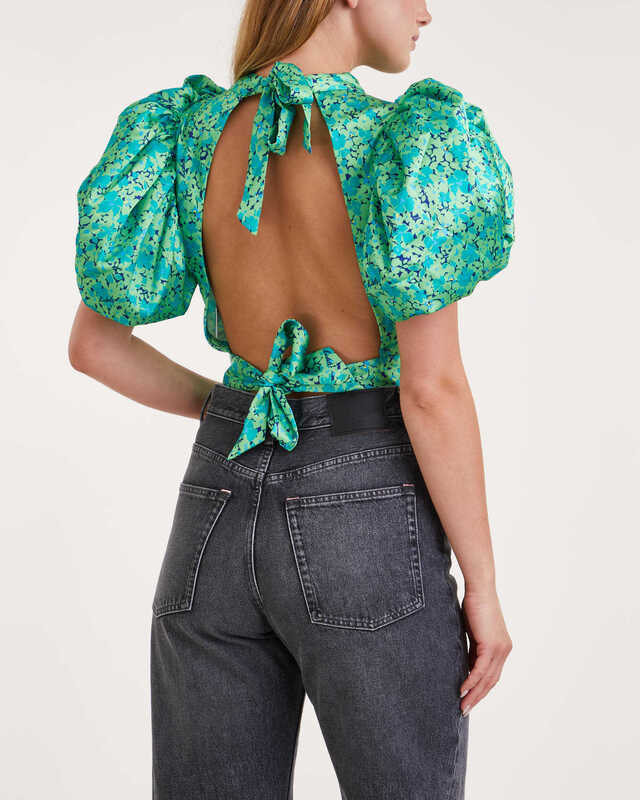 ROTATE Birger Christensen Topp Puff Sleeve Grön 36