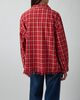 Found Skjorte Camp Raw Cut Fringe Plaid Red L