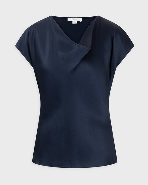 Blouse Silk Cowl-Neck Blue 1