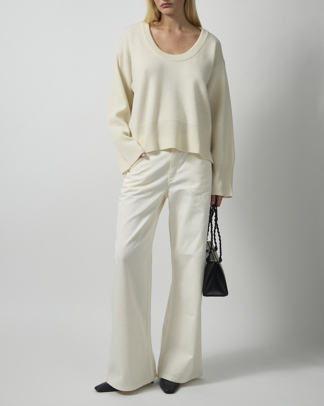 Dagmar Strikkegenser Soft Wool Scoop Knit Krem S