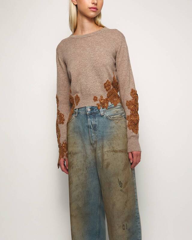 Acne Studios Sweater Lace Trim Wool Beige XS