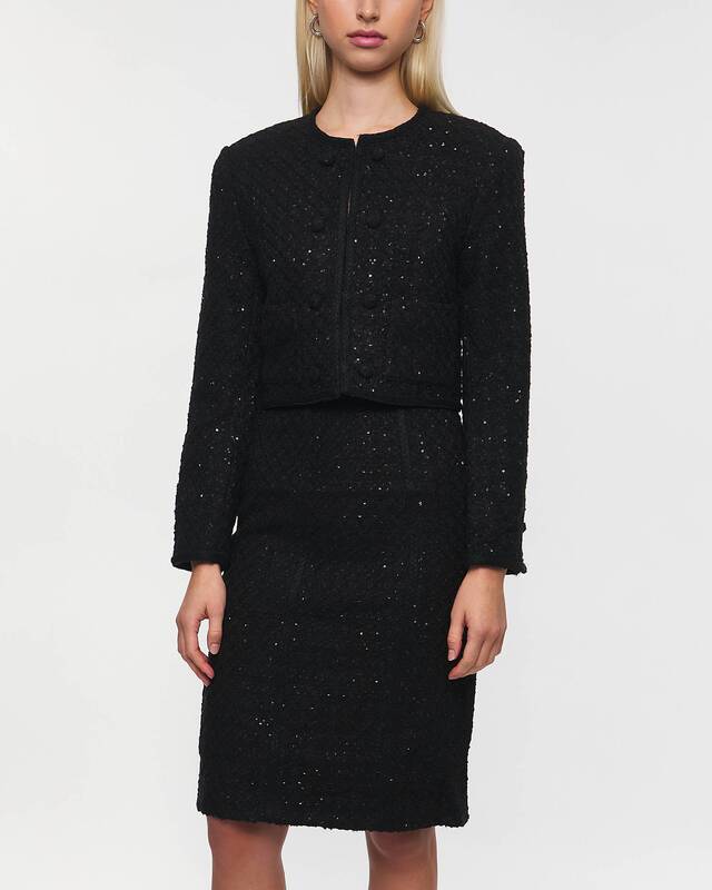 ROTATE Birger Christensen Jacka Boucle Crop Svart 40